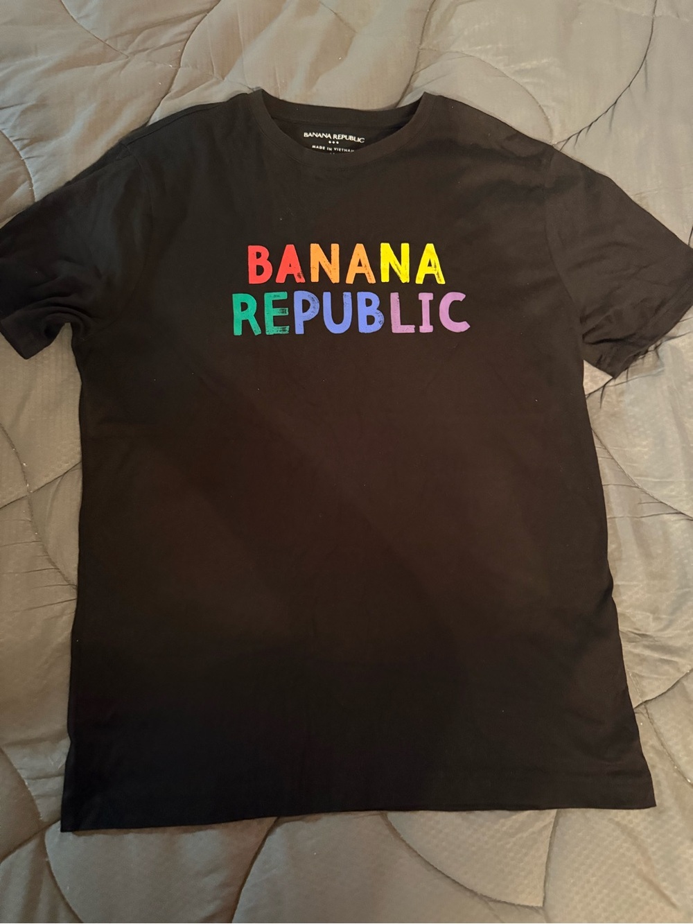 Banana Republic Black Tee with Multicolor Logo